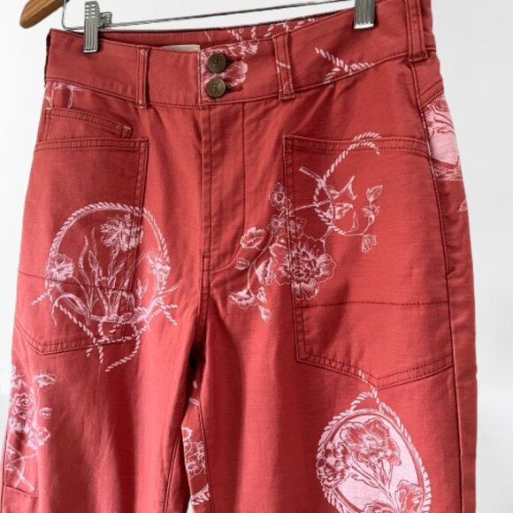 Pilcro Anthropologie‎ The Wandered Printed Relaxed Leg Cotton Pants Size 27 - Picture 4 of 11